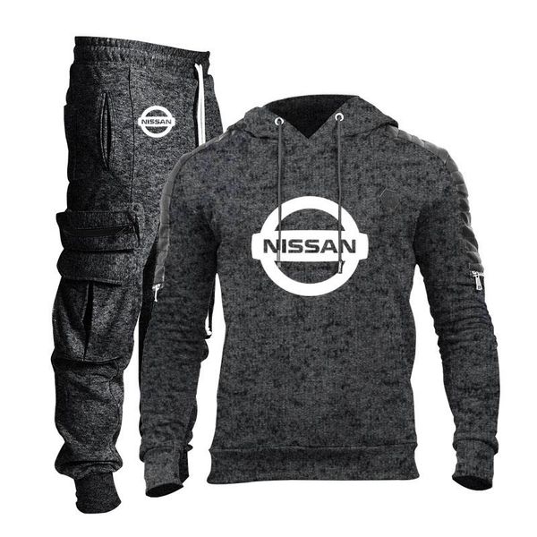 men's tracksuits spring and autumn hoodie nissan logo print casual cotton sports pants two-piece set, Gray
men's tracksuits spring and autumn hoodie nissan logo print casual cotton sports pants two-piece set, Gray