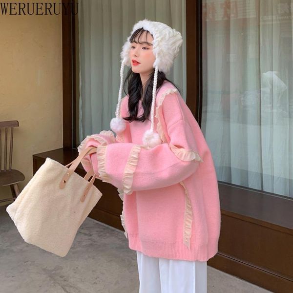 women's sweaters werueruyu cute korean style 2021 sweater loose thick harajuku clothing for women long sleeve vintage knitted, White;black
women's sweaters werueruyu cute korean style 2021 sweater loose thick harajuku clothing for women long sleeve vintage knitted, White;black