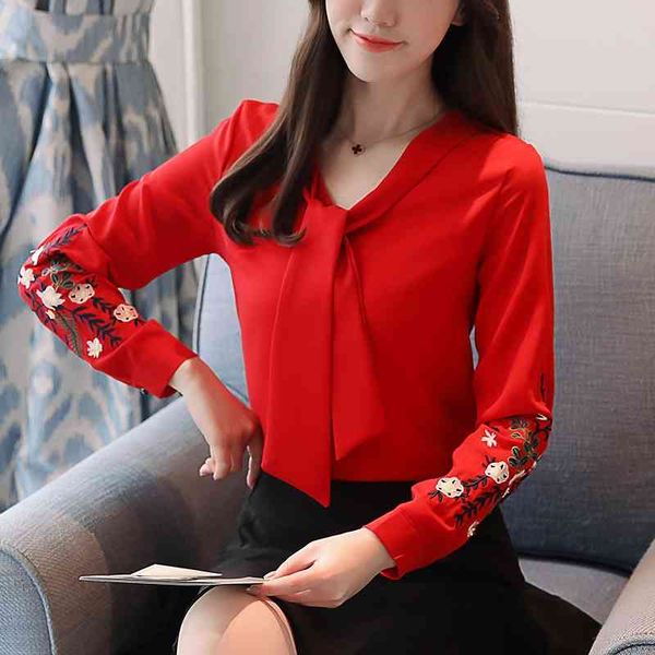 summer flower embroidered shirt v neck woman long sleeve korean version elegant black white chiffon 828h60 210420
summer flower embroidered shirt v neck woman long sleeve korean version elegant black white chiffon 828h60 210420