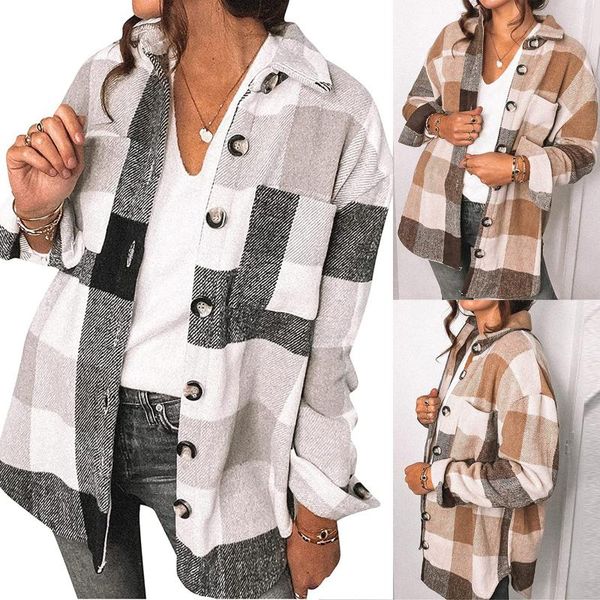 women's jackets plaid shirts womens jacket autumn turn-down collar loose oversize female shirt simple 2021 fashion elegant coat 2xl, Black;brown
women's jackets plaid shirts womens jacket autumn turn-down collar loose oversize female shirt simple 2021 fashion elegant coat 2xl, Black;brown
