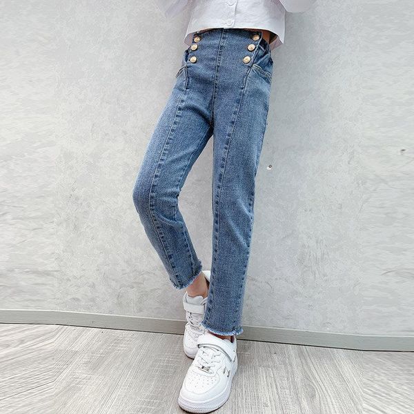 spring autumn girls denim pants solid skinny trousers kids jeans children's clothing high waist elastic gold button 4 to 14 yrs, Blue
spring autumn girls denim pants solid skinny trousers kids jeans children's clothing high waist elastic gold button 4 to 14 yrs, Blue