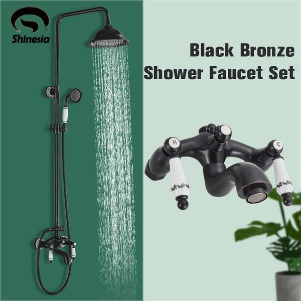 shinesia black bronze bath shower set mixer faucet rainfall head with handheld double handle for bathtub bathroom sets
shinesia black bronze bath shower set mixer faucet rainfall head with handheld double handle for bathtub bathroom sets