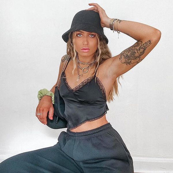 women's t-shirt ladies summer v-neck camisole girls fashionable lace splicing irregular hem sleeveless midriff-baring crop black wh, White
women's t-shirt ladies summer v-neck camisole girls fashionable lace splicing irregular hem sleeveless midriff-baring crop black wh, White