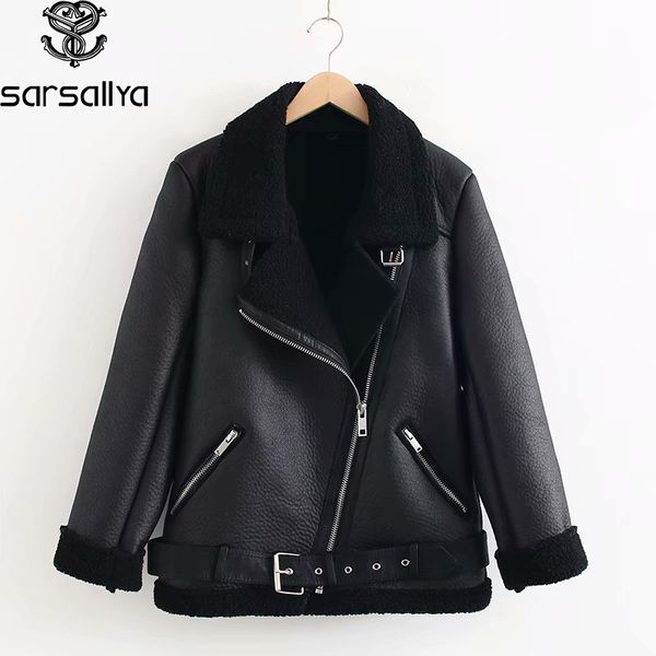 women's leather & faux jackets women spring black biker jacket female loose ladies lamb coats turn-down collar new 9ghv
women's leather & faux jackets women spring black biker jacket female loose ladies lamb coats turn-down collar new 9ghv