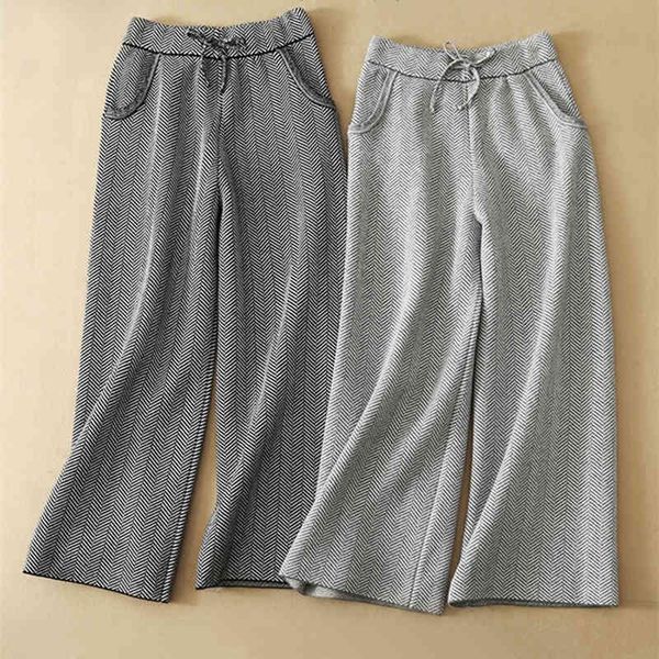 capris women cashmere autumn winter loose high waist knitted broad leg trousers long female thicken casual pants, Black;white
capris women cashmere autumn winter loose high waist knitted broad leg trousers long female thicken casual pants, Black;white