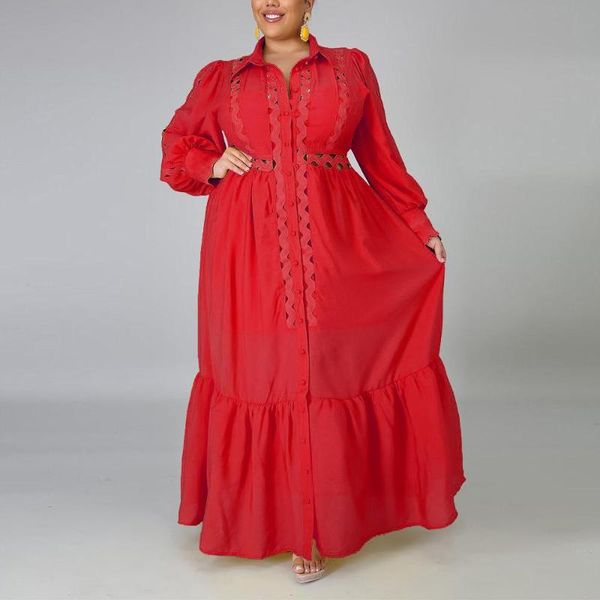 big women plus size dress floor length long sleeve turn down collar high waist evening party dinner elegant vestidos casual dresses, Black;gray
big women plus size dress floor length long sleeve turn down collar high waist evening party dinner elegant vestidos casual dresses, Black;gray