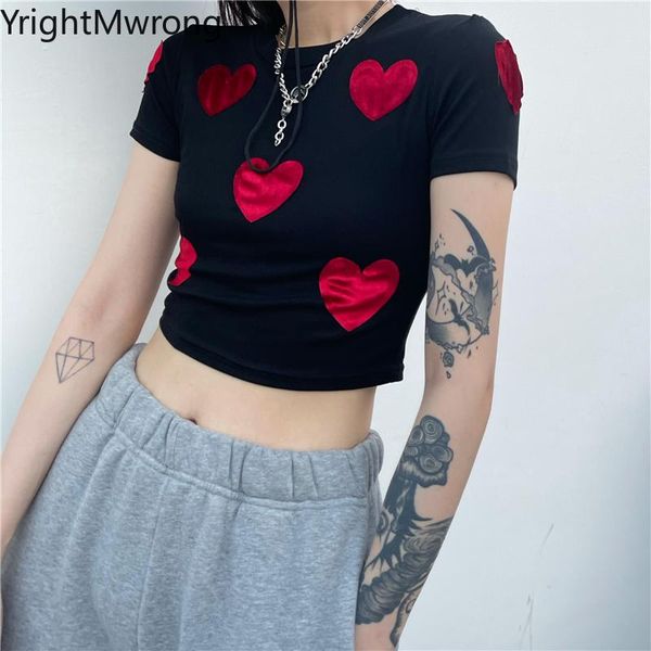 women's t-shirt fashion streetwear goth lolita love patchwork black bandage crop t shirt women graphic cute summer aesthetic, White
women's t-shirt fashion streetwear goth lolita love patchwork black bandage crop t shirt women graphic cute summer aesthetic, White