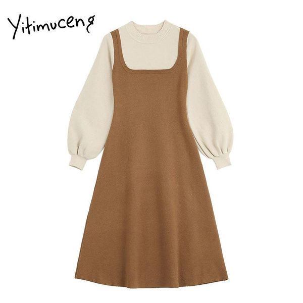 casual dresses yitimuceng fake 2 piece knitting for women a-line vintage black khaki solid long sleeve mid-calf winter spring clothes, Black;gray
casual dresses yitimuceng fake 2 piece knitting for women a-line vintage black khaki solid long sleeve mid-calf winter spring clothes, Black;gray