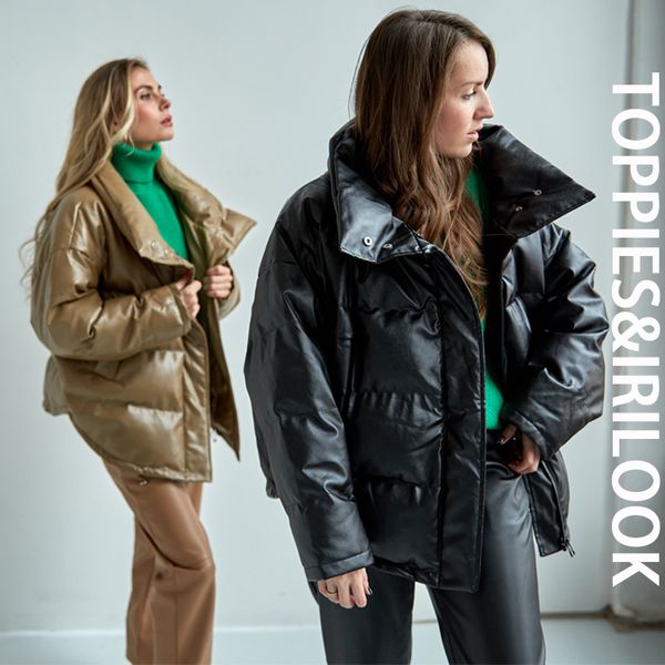 ies winter puffer jacket women loose bubble coat faux leather jacket thicker warm outerwear stand collar, Black;brown
ies winter puffer jacket women loose bubble coat faux leather jacket thicker warm outerwear stand collar, Black;brown