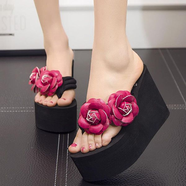 slippers summer women's flip flop thick bottom anti slip super high heel 11 cm sandals handmade flower angle, Black
slippers summer women's flip flop thick bottom anti slip super high heel 11 cm sandals handmade flower angle, Black