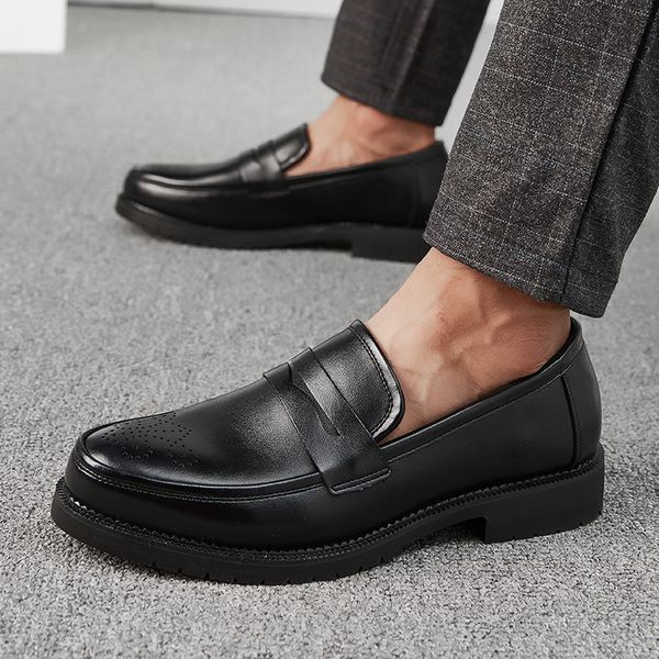 464748 size new brogue loafers slip-on lofter large size carved leather shoes mens korean business round toe slip-on leather shoes, Black
464748 size new brogue loafers slip-on lofter large size carved leather shoes mens korean business round toe slip-on leather shoes, Black