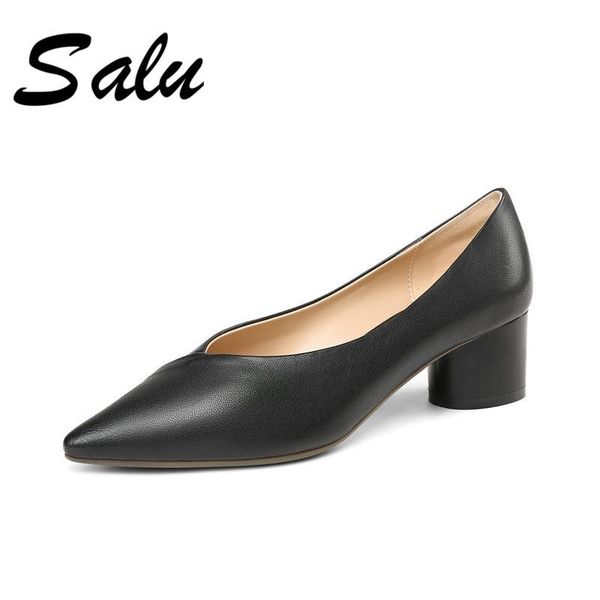 dress shoes salu 2021 genuine leather pumps women pointed toe shallow summer solid colors square heels prom lady, Black
dress shoes salu 2021 genuine leather pumps women pointed toe shallow summer solid colors square heels prom lady, Black