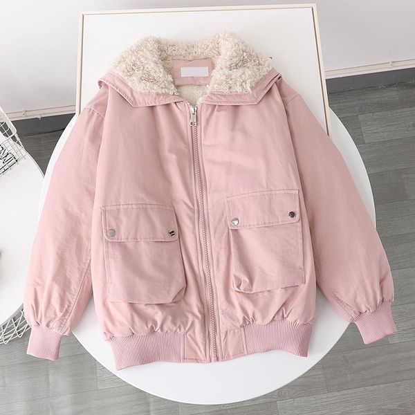 women's jackets autumn and winter warm fleece lined candy color workwear female baggy coat circle fur collar imitation lamb student age, Black;brown
women's jackets autumn and winter warm fleece lined candy color workwear female baggy coat circle fur collar imitation lamb student age, Black;brown