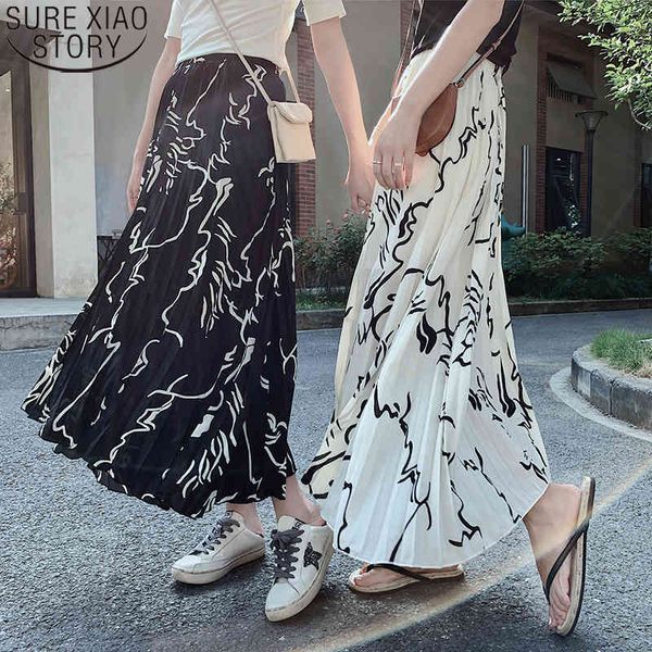 women pleated female summer fashion irregular striped print chiffon skirts high waist ankle-length long skirt 10009 210417, Black
women pleated female summer fashion irregular striped print chiffon skirts high waist ankle-length long skirt 10009 210417, Black