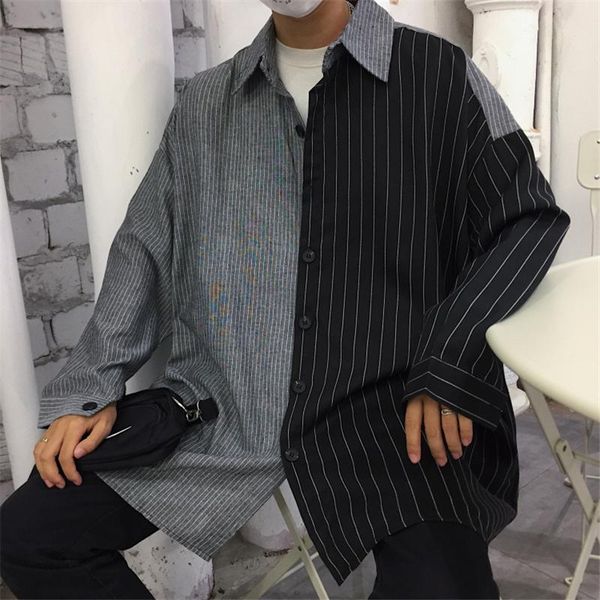 women's blouses & shirts streetwear women/men loose oversized harajuku patchwork contrast stripe blouse korean 2021 hiphop punk long sl, White
women's blouses & shirts streetwear women/men loose oversized harajuku patchwork contrast stripe blouse korean 2021 hiphop punk long sl, White