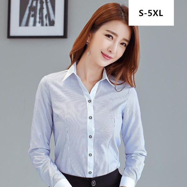women's blouses & shirts plus size women long sleeve striped mujer office ladies slim fit work spring autumn formal chemisier femme, White
women's blouses & shirts plus size women long sleeve striped mujer office ladies slim fit work spring autumn formal chemisier femme, White
