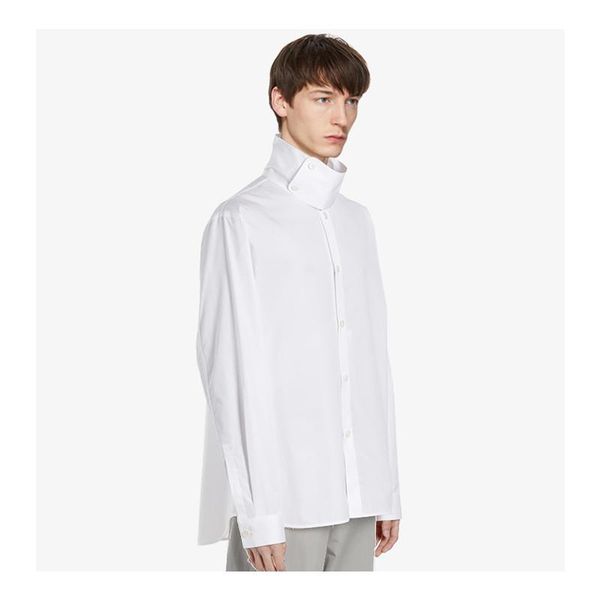 men's casual shirts classic simple white japanese high collar button removable shirt loose large size, White;black
men's casual shirts classic simple white japanese high collar button removable shirt loose large size, White;black