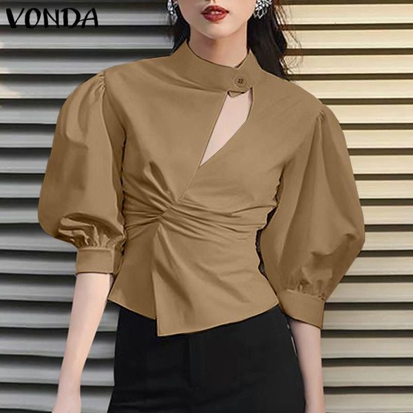 women's blouses & vonda autumn half puff sleeve fashion button-up blouse casual shirts loose tunic solid blusas chemise office 5xl, White
women's blouses & vonda autumn half puff sleeve fashion button-up blouse casual shirts loose tunic solid blusas chemise office 5xl, White