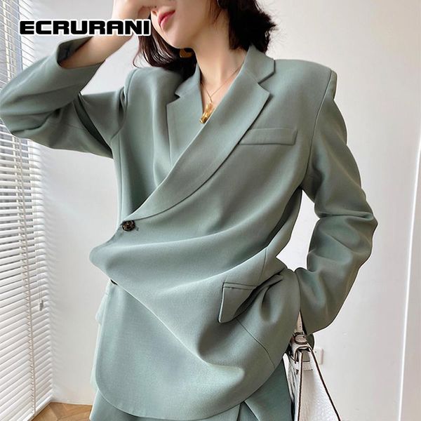 women's suits & blazers ecrurani green casual blazer for female notched long sleeve straight slit pocket solid 2021 autumn clothing, White;black
women's suits & blazers ecrurani green casual blazer for female notched long sleeve straight slit pocket solid 2021 autumn clothing, White;black
