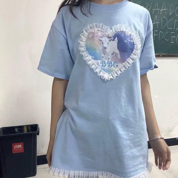 women's t-shirt lace edge short-sleeved japanese preppy style cute sheep korean loose casual harajuku sweet ulzzang, White
women's t-shirt lace edge short-sleeved japanese preppy style cute sheep korean loose casual harajuku sweet ulzzang, White
