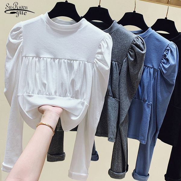 office lady casual women shirts blouses vintage pleated puff sleeve white shirt o-neck solid female blouse femme 12959 210508
office lady casual women shirts blouses vintage pleated puff sleeve white shirt o-neck solid female blouse femme 12959 210508