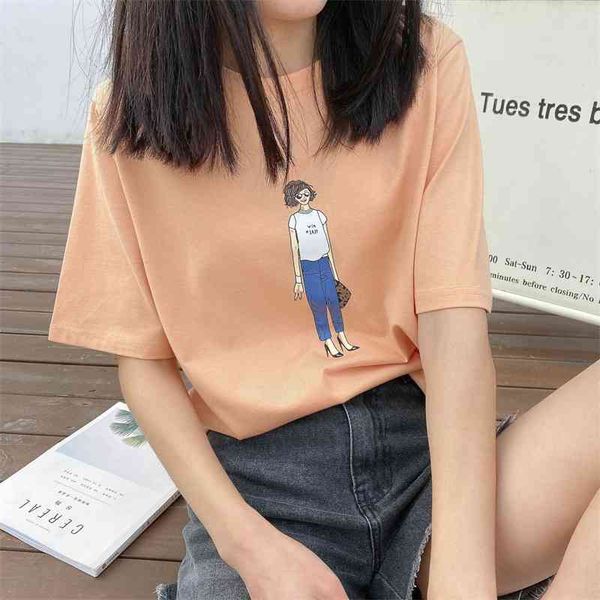 women's t-shirt orange color summer t shirts cotton material cartoon print casual tees for ladies y4jx, White
women's t-shirt orange color summer t shirts cotton material cartoon print casual tees for ladies y4jx, White
