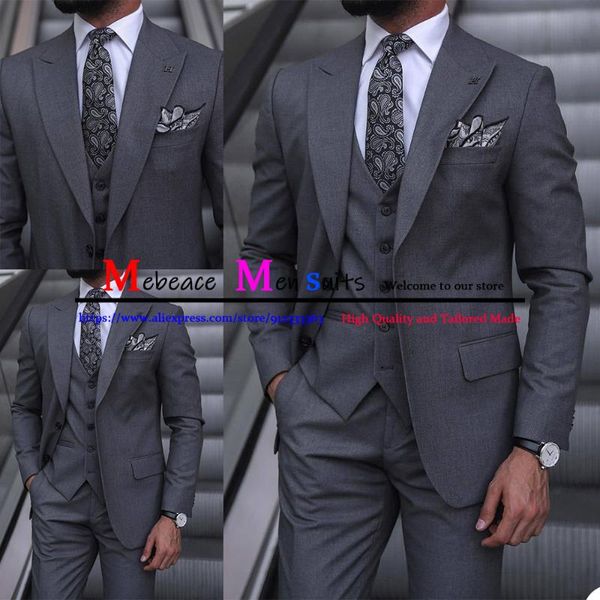 men's suits & blazers men dark gray formal business 3 piece sets classic peaked lapel wedding groom tuxedo terno masculino (jacket+vest, White;black
men's suits & blazers men dark gray formal business 3 piece sets classic peaked lapel wedding groom tuxedo terno masculino (jacket+vest, White;black