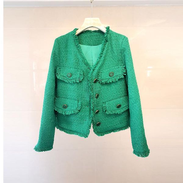 women's jackets ladies green tweed jacket coat autumn winter 2021 office lady temperament woolen tassel long sleeve outerwear, Black;brown
women's jackets ladies green tweed jacket coat autumn winter 2021 office lady temperament woolen tassel long sleeve outerwear, Black;brown