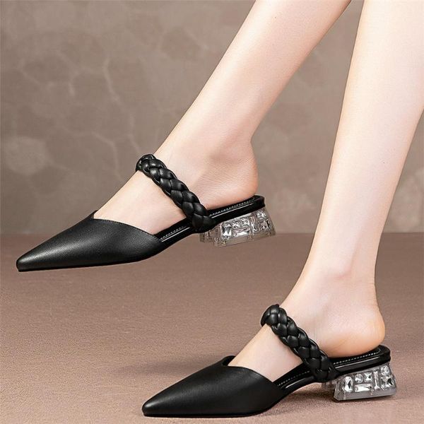 slippers summer outdoor oxfords shoes women genuine leather pointed toe female wedding party chunky low heels mules casual, Black
slippers summer outdoor oxfords shoes women genuine leather pointed toe female wedding party chunky low heels mules casual, Black