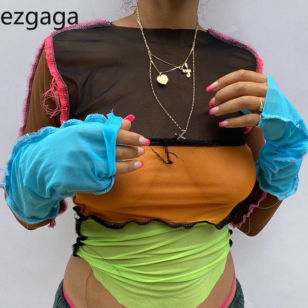 ezgaga woman tshirts new long sleeve o-neck patchwork contrast broken female perspective mesh punk style tee clubwear 210430, White
ezgaga woman tshirts new long sleeve o-neck patchwork contrast broken female perspective mesh punk style tee clubwear 210430, White