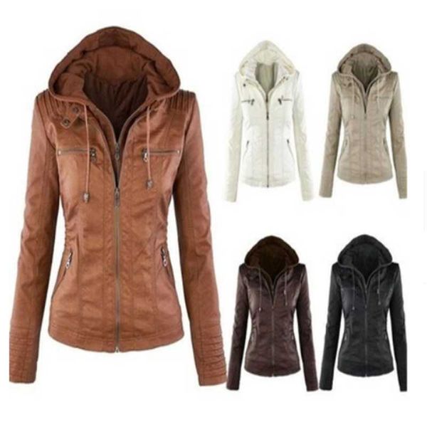 women's leather & faux jacket women 2021 basic coat female winter motorcycle suede pu zipper hoodies outerwear, Black
women's leather & faux jacket women 2021 basic coat female winter motorcycle suede pu zipper hoodies outerwear, Black