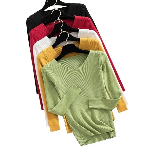 autumn winter 2021 knitted bottoming shirt v-neck pullover slim long sleeve sweater women's sweaters, White;black
autumn winter 2021 knitted bottoming shirt v-neck pullover slim long sleeve sweater women's sweaters, White;black