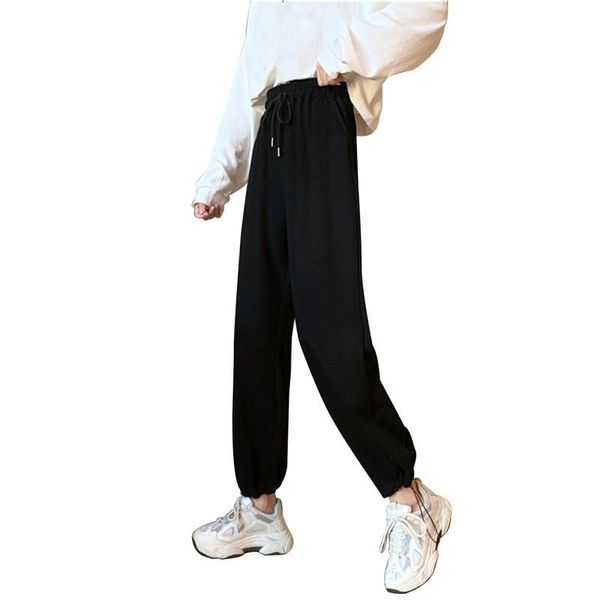 drawstring trousers women's autumn and winter styles are thin versatile harlan casual sports pants & capris, Black;white
drawstring trousers women's autumn and winter styles are thin versatile harlan casual sports pants & capris, Black;white