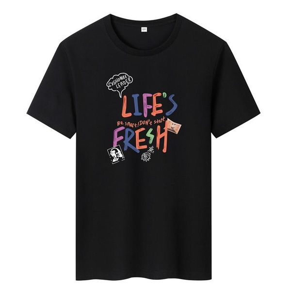 summer t-shirt men's 100% pure cotton life printing casual o-neck short-sleeved brand t-shirts, White;black
summer t-shirt men's 100% pure cotton life printing casual o-neck short-sleeved brand t-shirts, White;black
