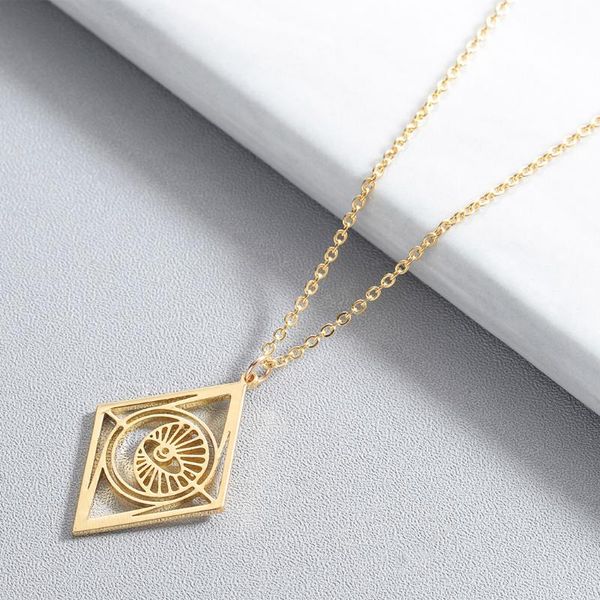pendant necklaces trendy stainless steel rhombus evil eye necklace women geometric gold color chain fashion jewelry choker gift, Silver
pendant necklaces trendy stainless steel rhombus evil eye necklace women geometric gold color chain fashion jewelry choker gift, Silver