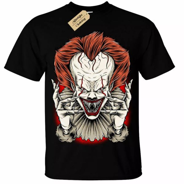 payaso malvado camiseta hombre it halloween terror oscuro aterrador, White;black