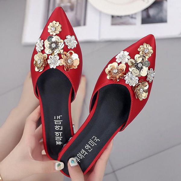slippers women low heels shoes female pointed toe ladies bling flower slides slip on mules, Black
slippers women low heels shoes female pointed toe ladies bling flower slides slip on mules, Black