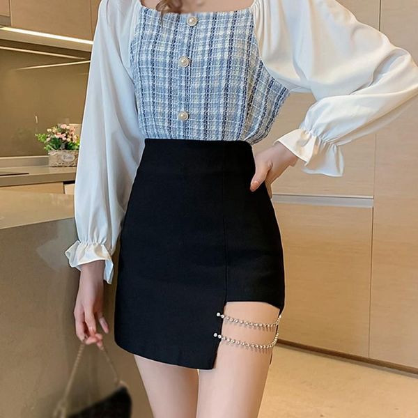 split irregular hollow out high waist skirt metal chain bodycon skirts girls club clothing women clothes casual dresses, Black;gray
split irregular hollow out high waist skirt metal chain bodycon skirts girls club clothing women clothes casual dresses, Black;gray