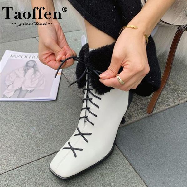 boots taoffen genuine leather women ankle fashion high heel winter shoes woman short warm office lady footwear size 34-40, Black
boots taoffen genuine leather women ankle fashion high heel winter shoes woman short warm office lady footwear size 34-40, Black