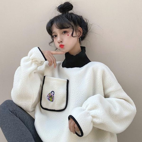 women's hoodies & sweatshirts autumn winter loose half-high collar hoodie sweatshirt teen girls cute fake two-piece plus velvet long sl, Black
women's hoodies & sweatshirts autumn winter loose half-high collar hoodie sweatshirt teen girls cute fake two-piece plus velvet long sl, Black