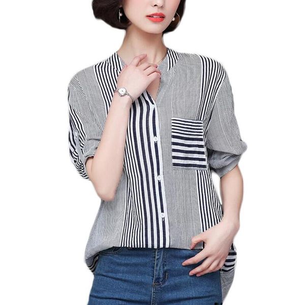 loose short sleeve striped blouse women shirts 2021 summer korean blouses casual plus size kimono camisas mujer women's &, White
loose short sleeve striped blouse women shirts 2021 summer korean blouses casual plus size kimono camisas mujer women's &, White