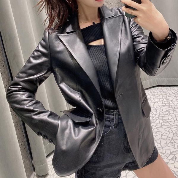 women's leather & faux fashion women jacket genuine sheepskin spring autumn coats female 2021 s9076b, Black
women's leather & faux fashion women jacket genuine sheepskin spring autumn coats female 2021 s9076b, Black