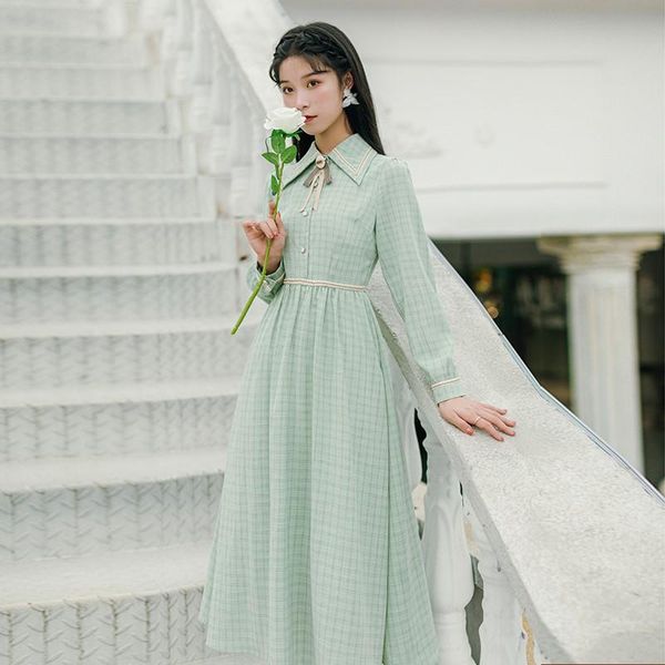 casual dresses preppy style 2021 women spring fall long sleeve turn down collar bow plaid female -sell, Black;gray
casual dresses preppy style 2021 women spring fall long sleeve turn down collar bow plaid female -sell, Black;gray