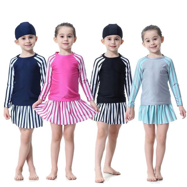 swim wear sleeve shirt and two piece long skirt swimsuit for muslim kids girls modest islamic swimwear uv protect striped beachwear
swim wear sleeve shirt and two piece long skirt swimsuit for muslim kids girls modest islamic swimwear uv protect striped beachwear