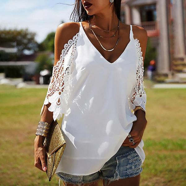 women's blouses & shirts off shoulder lace patchwork shirt blouse woman summer casual half sleeve v-neck pure color white spaghetti top
women's blouses & shirts off shoulder lace patchwork shirt blouse woman summer casual half sleeve v-neck pure color white spaghetti top