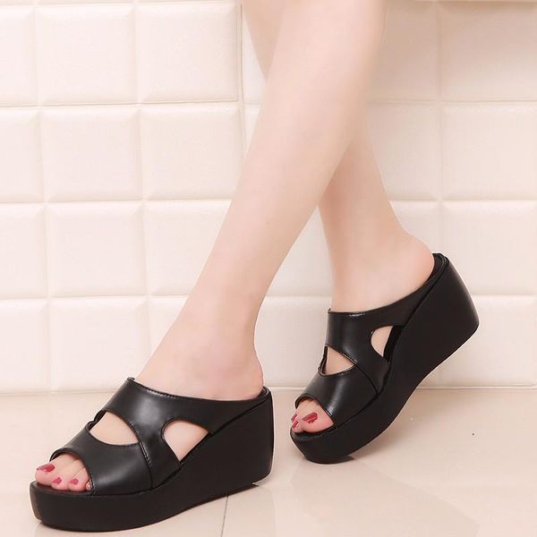 slippers aardimi women's pu leather shoes woman peep-toe female platform wedges slides ladies summer outside breathable, Black
slippers aardimi women's pu leather shoes woman peep-toe female platform wedges slides ladies summer outside breathable, Black