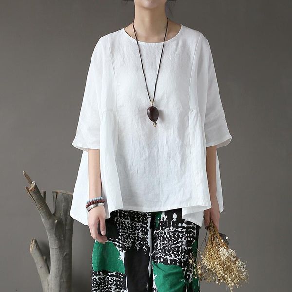 women's blouses & shirts johnature vintage summer 2021 linen breathable comfortably soft solid loose o-neck batwing sleeve brief, White
women's blouses & shirts johnature vintage summer 2021 linen breathable comfortably soft solid loose o-neck batwing sleeve brief, White