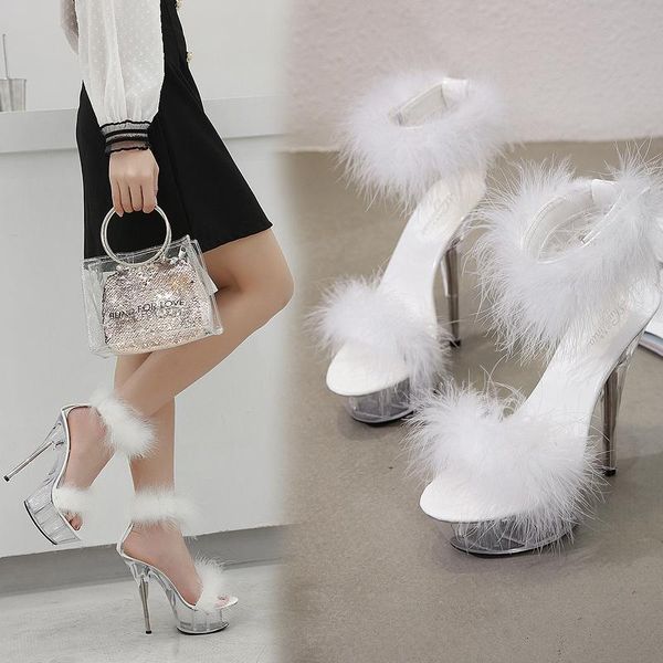 female sandals women platform model t stage shows 2021 summer shoes high heels 15cm feathers bride wedding, Black
female sandals women platform model t stage shows 2021 summer shoes high heels 15cm feathers bride wedding, Black