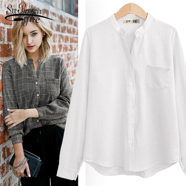 casual womens and blouses plus size women shirt office lady plaid clothing v neck chic shirts 7132 210421, White
casual womens and blouses plus size women shirt office lady plaid clothing v neck chic shirts 7132 210421, White