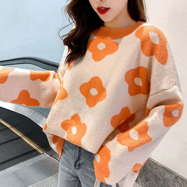 women fashion floral print o-neck knitted jumper sweater loose korea pullover office lady sweaters women's, White;black
women fashion floral print o-neck knitted jumper sweater loose korea pullover office lady sweaters women's, White;black